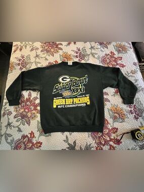 Vintage 90’s Tutlex Crewneck Green Bay Packers Super Bowl Large Dark Green